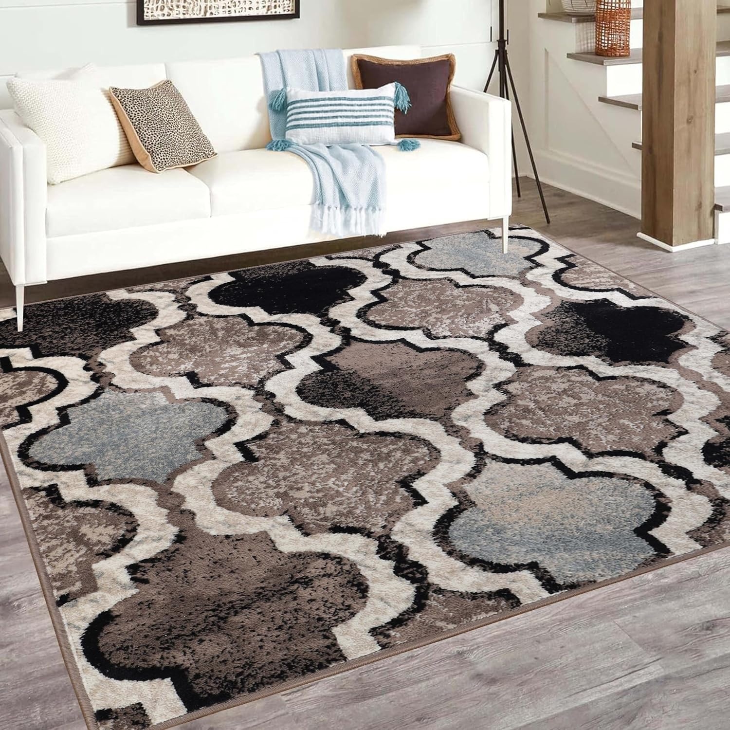 image:imageSuperior Modern Indoor Area Rug Non Slip Rug 8x8 IvoryB Ivory