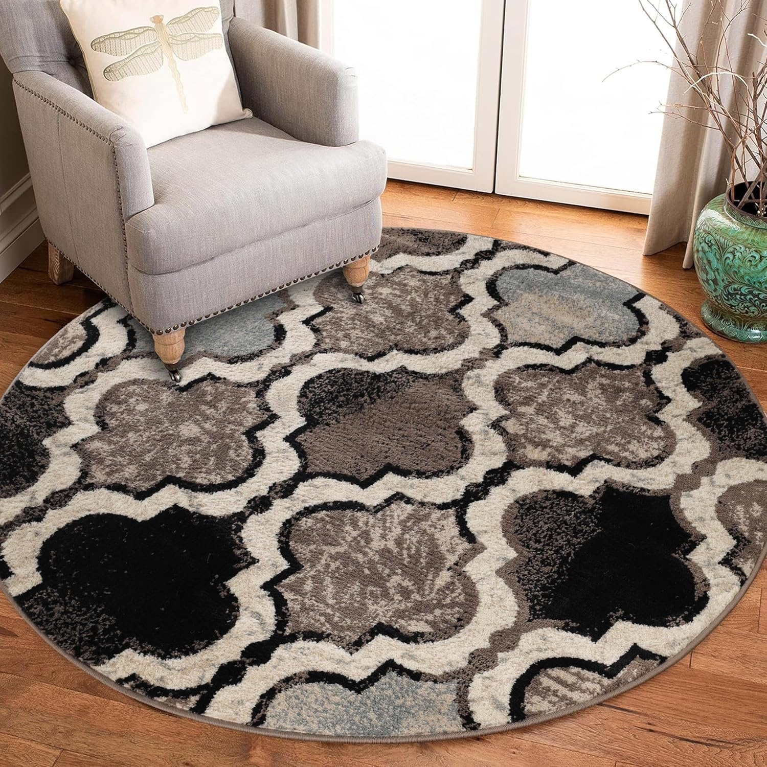 image:imageSuperior Modern Indoor Area Rug Non Slip Rug 8x8 IvoryB Ivory