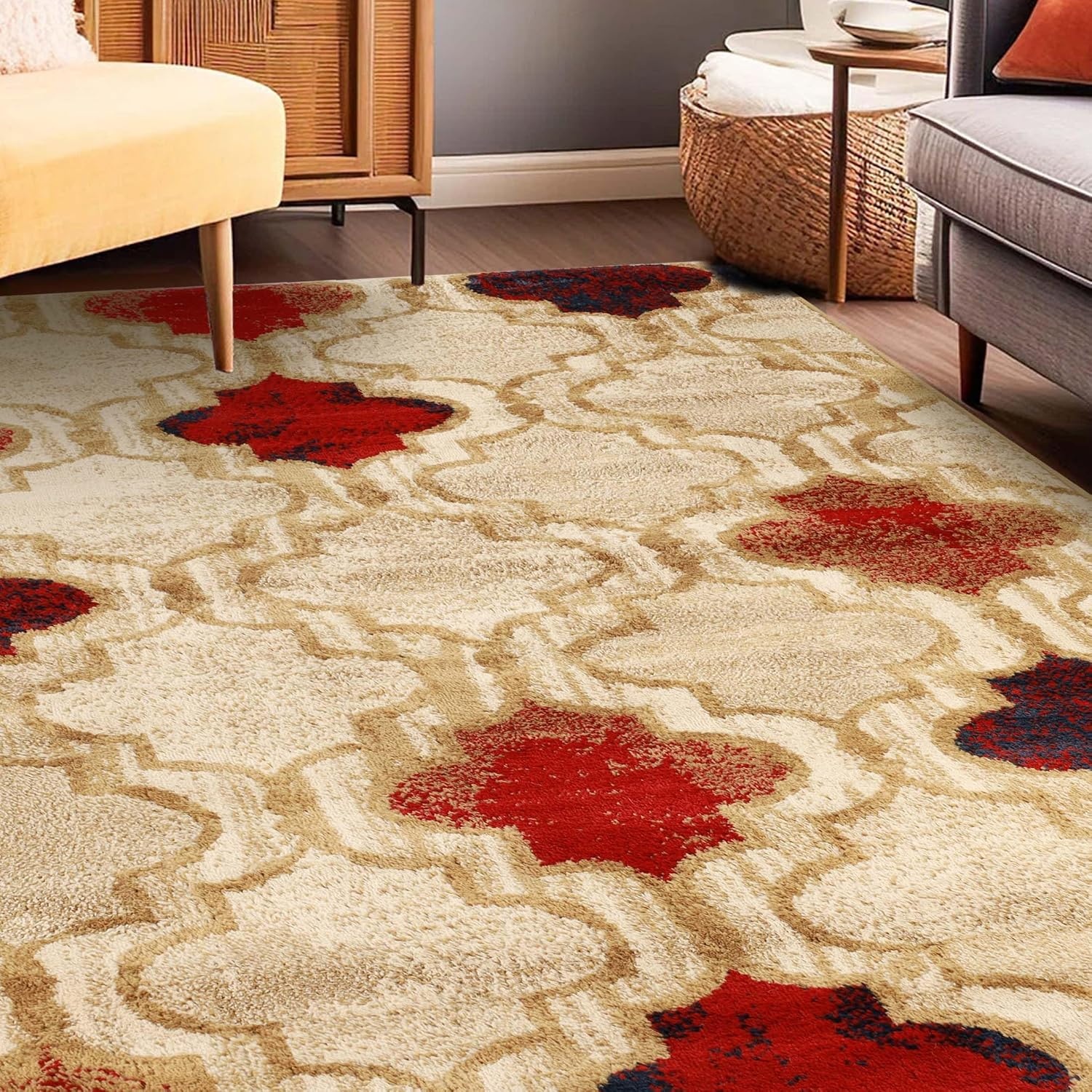 image:imageSuperior Modern Indoor Area Rug Non Slip Rug 8x8 IvoryBeige