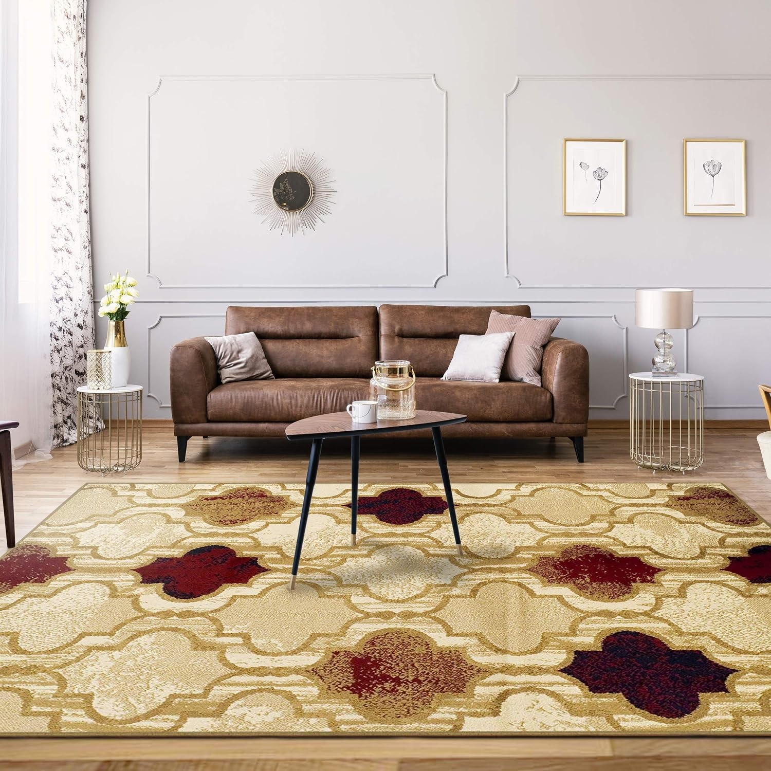 image:imageSuperior Modern Indoor Area Rug Non Slip Rug 8x8 IvoryBeige