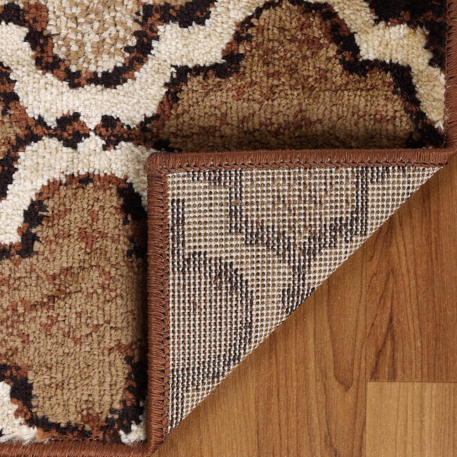 image:imageSuperior Modern Indoor Area Rug Non Slip Rug 8x8 IvoryBrown