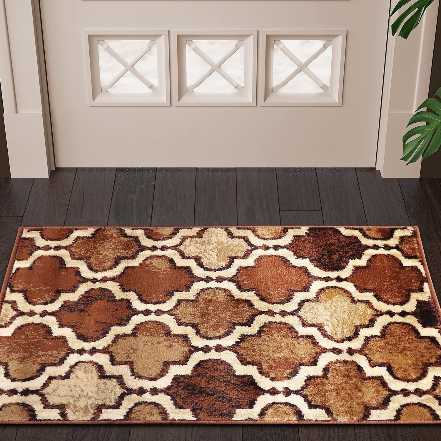 image:imageSuperior Modern Indoor Area Rug Non Slip Rug 8x8 IvoryBrown