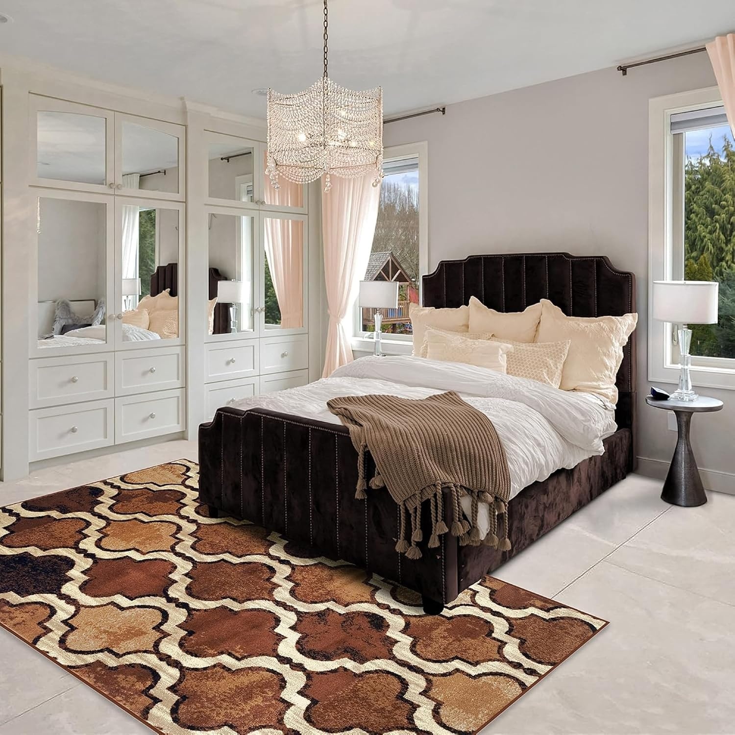 image:imageSuperior Modern Indoor Area Rug Non Slip Rug 8x8 IvoryBrown