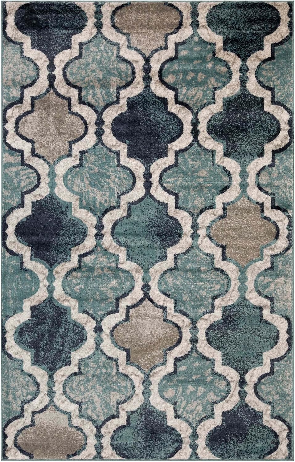 image:imageSuperior Modern Indoor Area Rug Non Slip Rug 8x8 IvoryDeep Royal