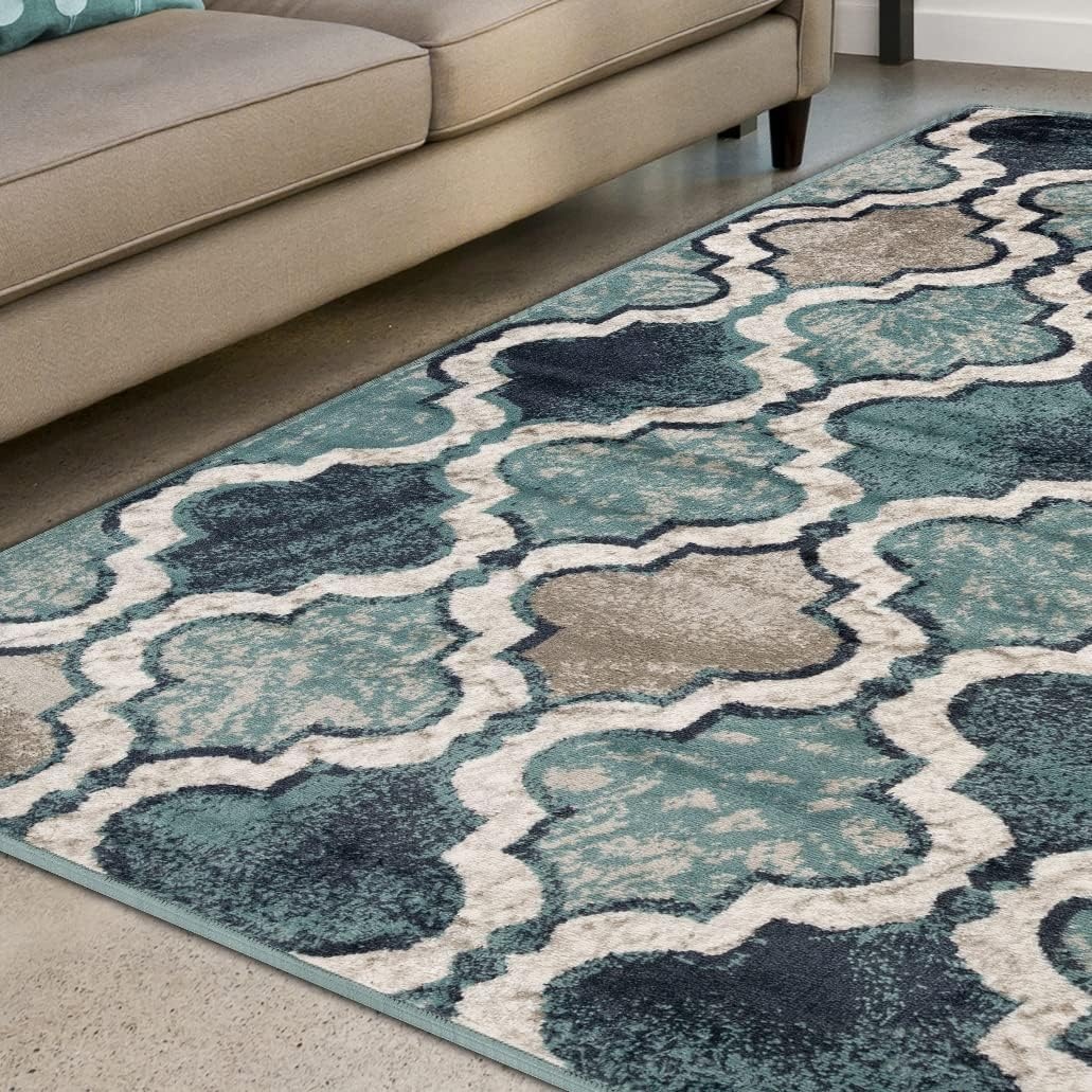 image:imageSuperior Modern Indoor Area Rug Non Slip Rug 8x8 IvoryDeep Royal