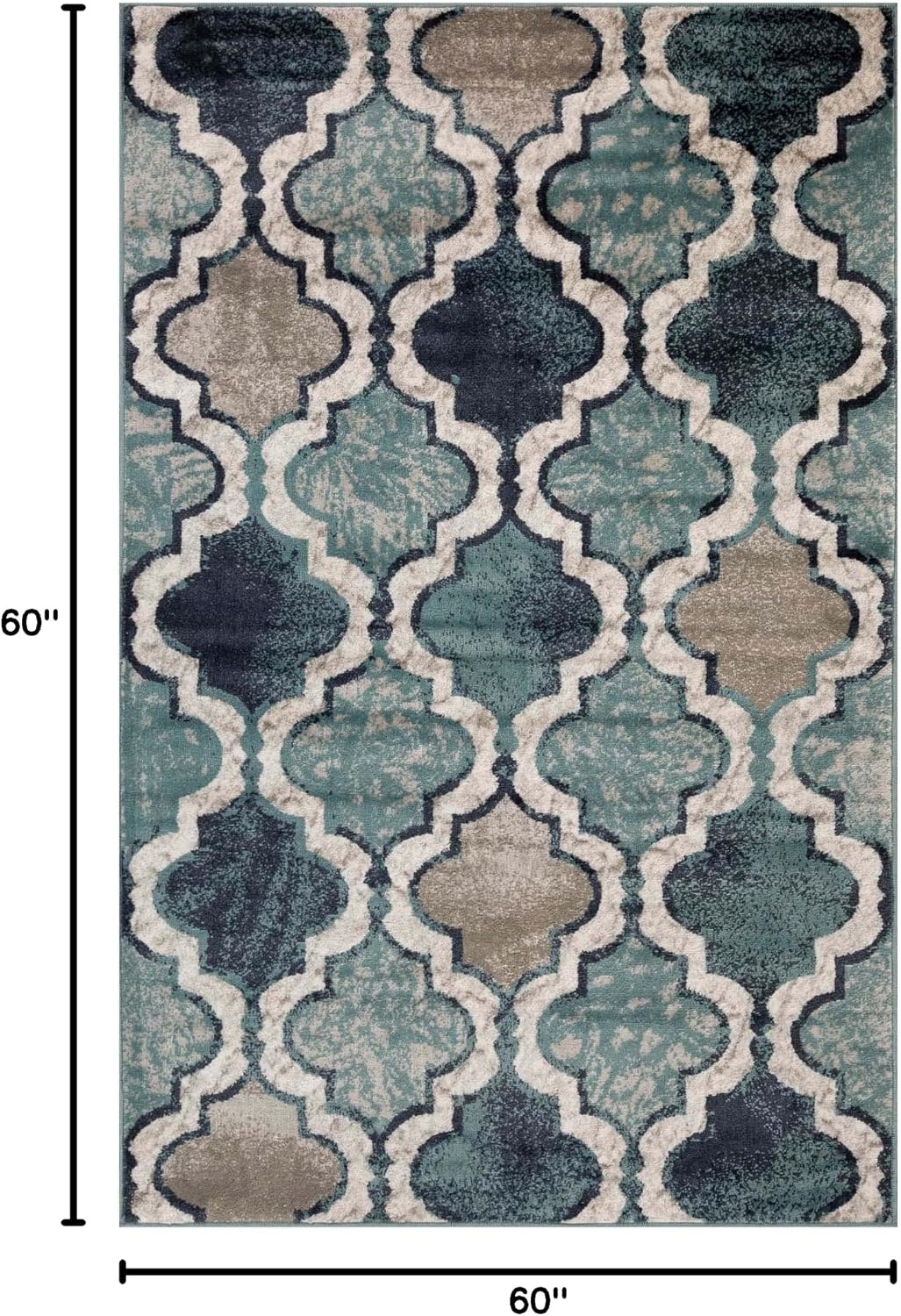 image:imageSuperior Modern Indoor Area Rug Non Slip Rug 8x8 IvoryDeep Royal