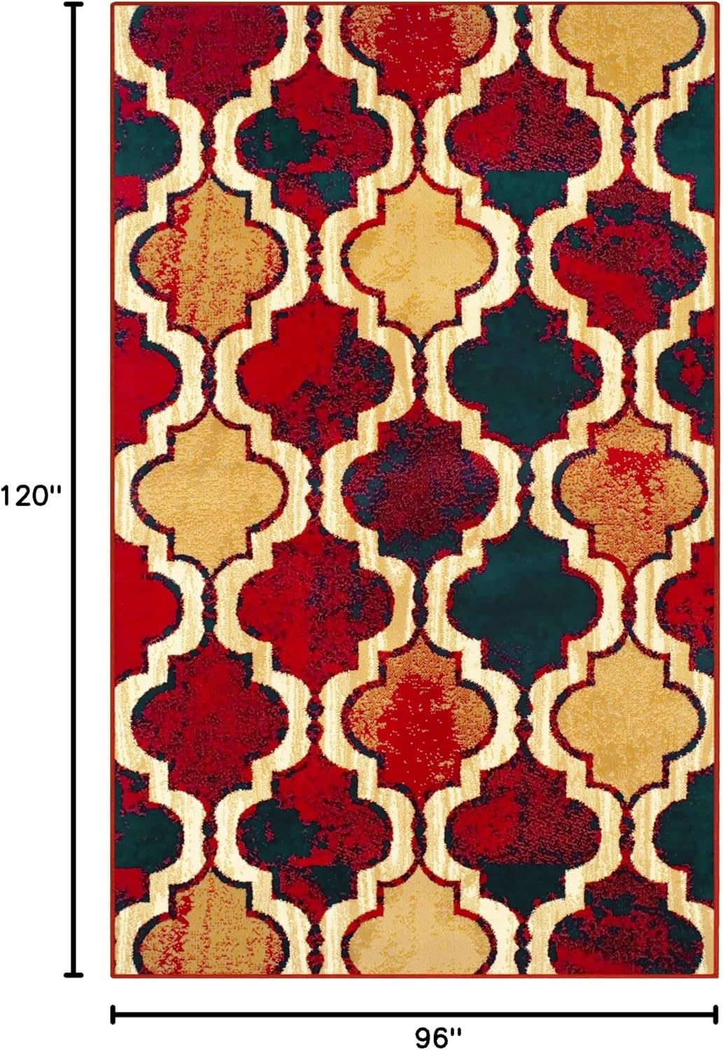image:imageSuperior Modern Indoor Area Rug Non Slip Rug 8x8 IvoryRed Blue