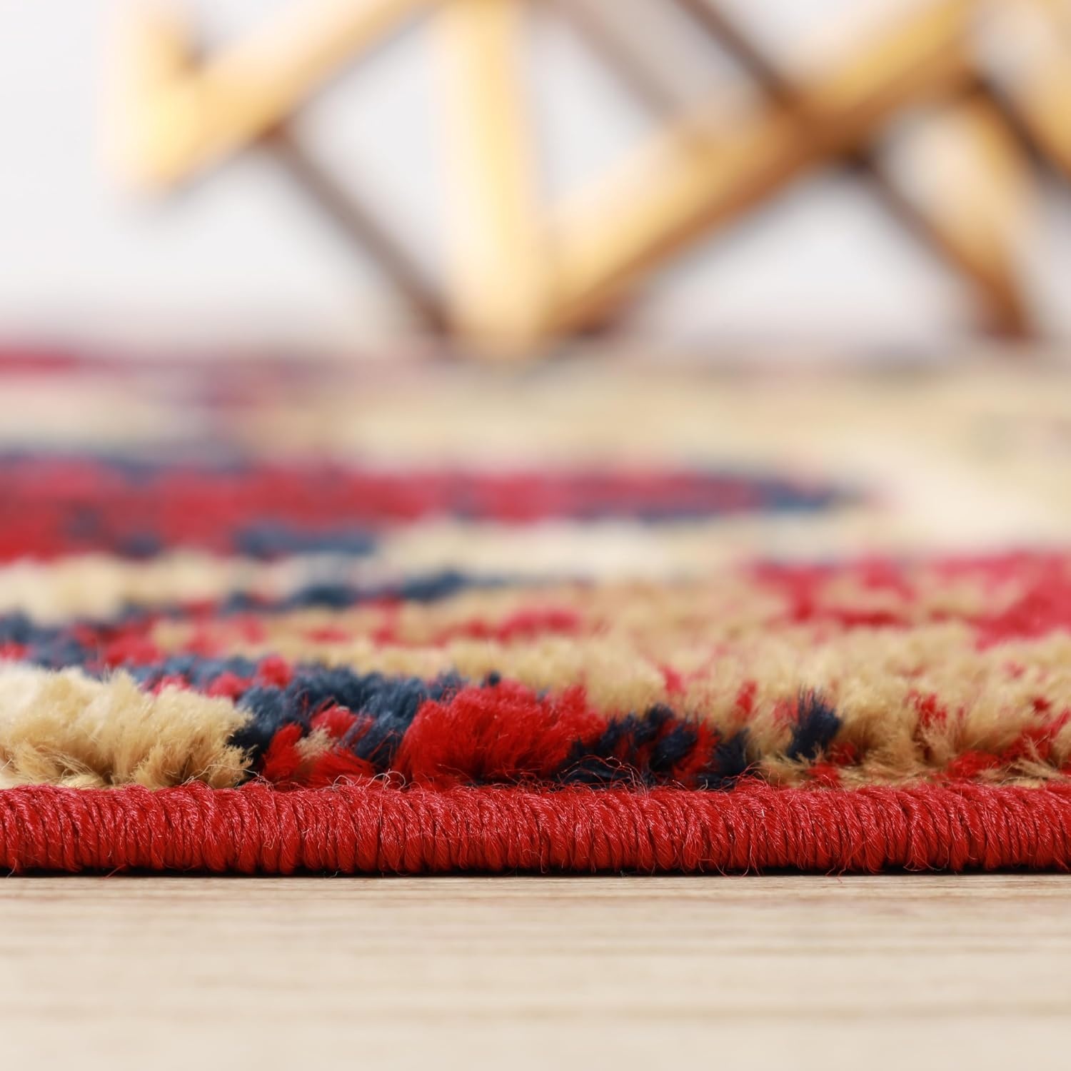 image:imageSuperior Modern Indoor Area Rug Non Slip Rug 8x8 IvoryRed Blue