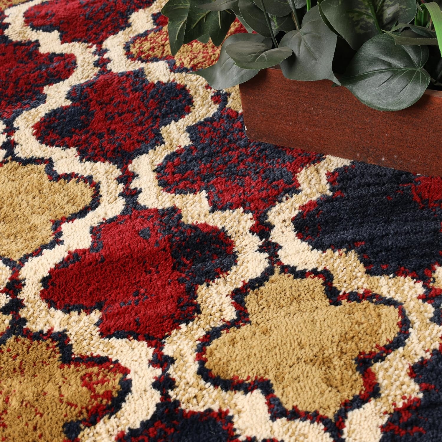 image:imageSuperior Modern Indoor Area Rug Non Slip Rug 8x8 IvoryRed Blue