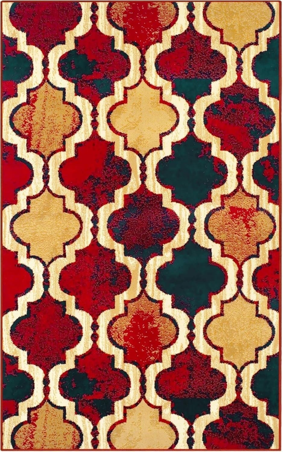 image:imageSuperior Modern Indoor Area Rug Non Slip Rug 8x8 IvoryRed Blue
