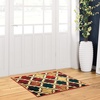 Superior Modern Indoor Area Rug, Non Slip Rug, 8’x8′, Ivory(Red Blue)