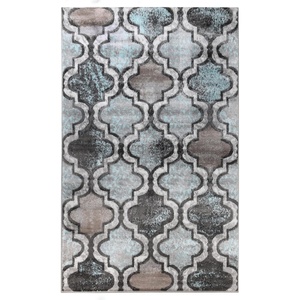 Superior Modern Indoor Area Rug, Non Slip Rug, 8’x8′, Ivory(Turquoise)