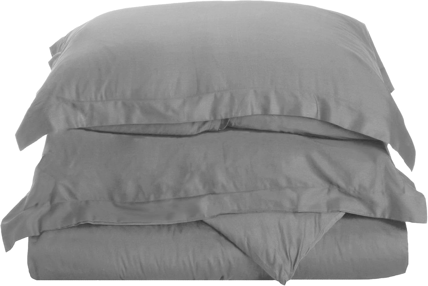 image:imageSuperior 100 Premium Combed Cotton 2 Piece Soft and Smooth Duvet Cover and Pillow Sham Set Solid Twin GreyGrey
