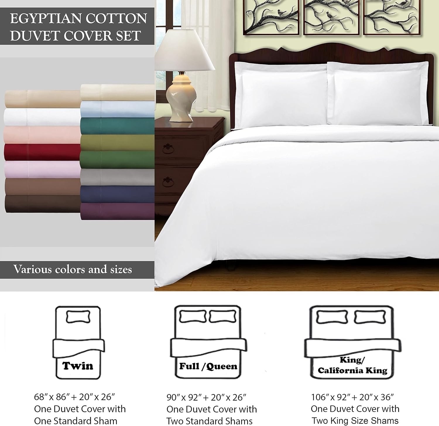 image:imageSuperior 100 Premium Combed Cotton 2 Piece Soft and Smooth Duvet Cover and Pillow Sham Set Solid Twin GreyLilac