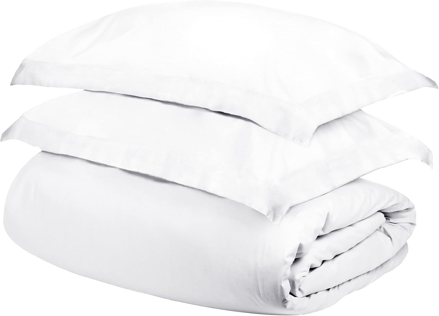 image:imageSuperior 100 Premium Combed Cotton 2 Piece Soft and Smooth Duvet Cover and Pillow Sham Set Solid Twin GreyWhite
