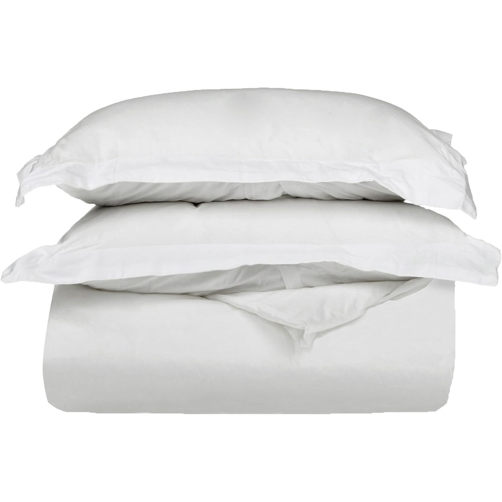 image:imageSuperior 100 Premium Combed Cotton 2 Piece Soft and Smooth Duvet Cover and Pillow Sham Set Solid Twin GreyWhite