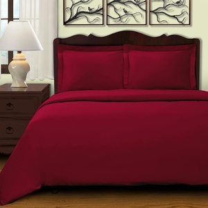 Superior 100% Premium Combed Cotton, 2 Piece Soft and Smooth Duvet Cover and Pillow Sham Set, Solid, Twin – Grey(Burgundy)