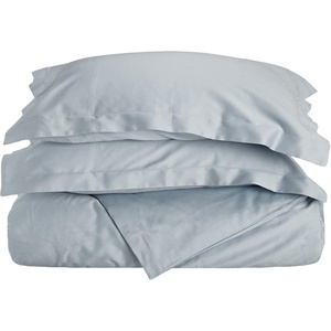 Superior 100% Premium Combed Cotton, 2 Piece Soft and Smooth Duvet Cover and Pillow Sham Set, Solid, Twin – Grey(Light Blue)