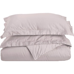 Superior 100% Premium Combed Cotton, 2 Piece Soft and Smooth Duvet Cover and Pillow Sham Set, Solid, Twin – Grey(Lilac)