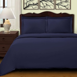 Superior 100% Premium Combed Cotton, 2 Piece Soft and Smooth Duvet Cover and Pillow Sham Set, Solid, Twin – Grey(Navy Blue)