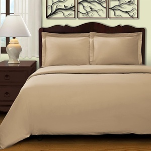 Superior 100% Premium Combed Cotton, 2 Piece Soft and Smooth Duvet Cover and Pillow Sham Set, Solid, Twin – Grey(Tan)