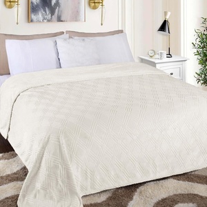 Superior Fleece Diamond Fluffy Blanket, Decorative Blankets for Bedroom, Sofa, Fuzzy, Plush, Soft, Cute Room Decor, Beautiful Cover, Comfort Essentials, Atka Collection, King Size, Green(Ivory)