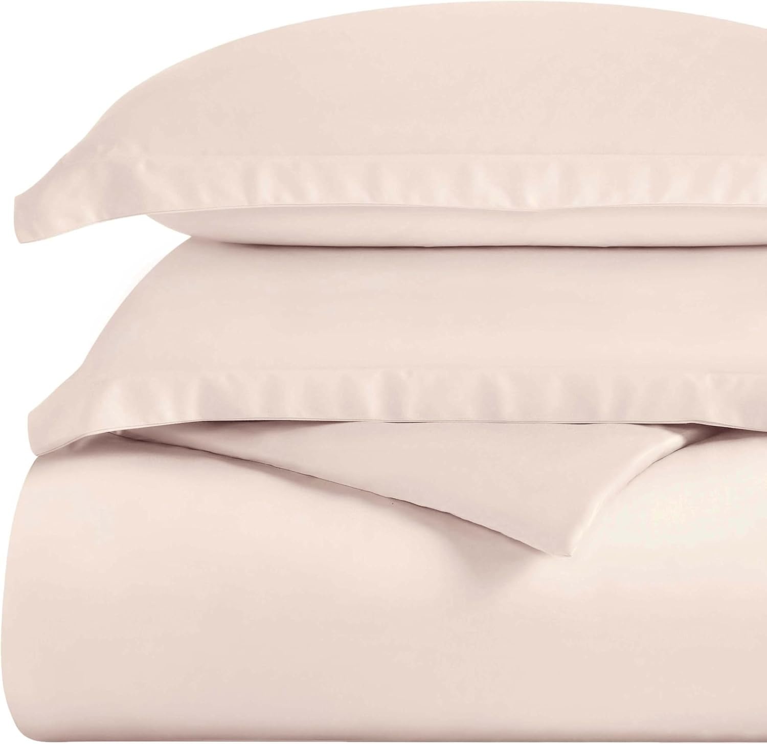 image:imageSuperior Egyptian Cotton 400 Thread Count Duvet Cover Set Soft Comforter Covers Luxury Bedding Essentials Button Closure Includes 1 Duvet Cover 2 Pillow Shams FullQueen WhitePink Z