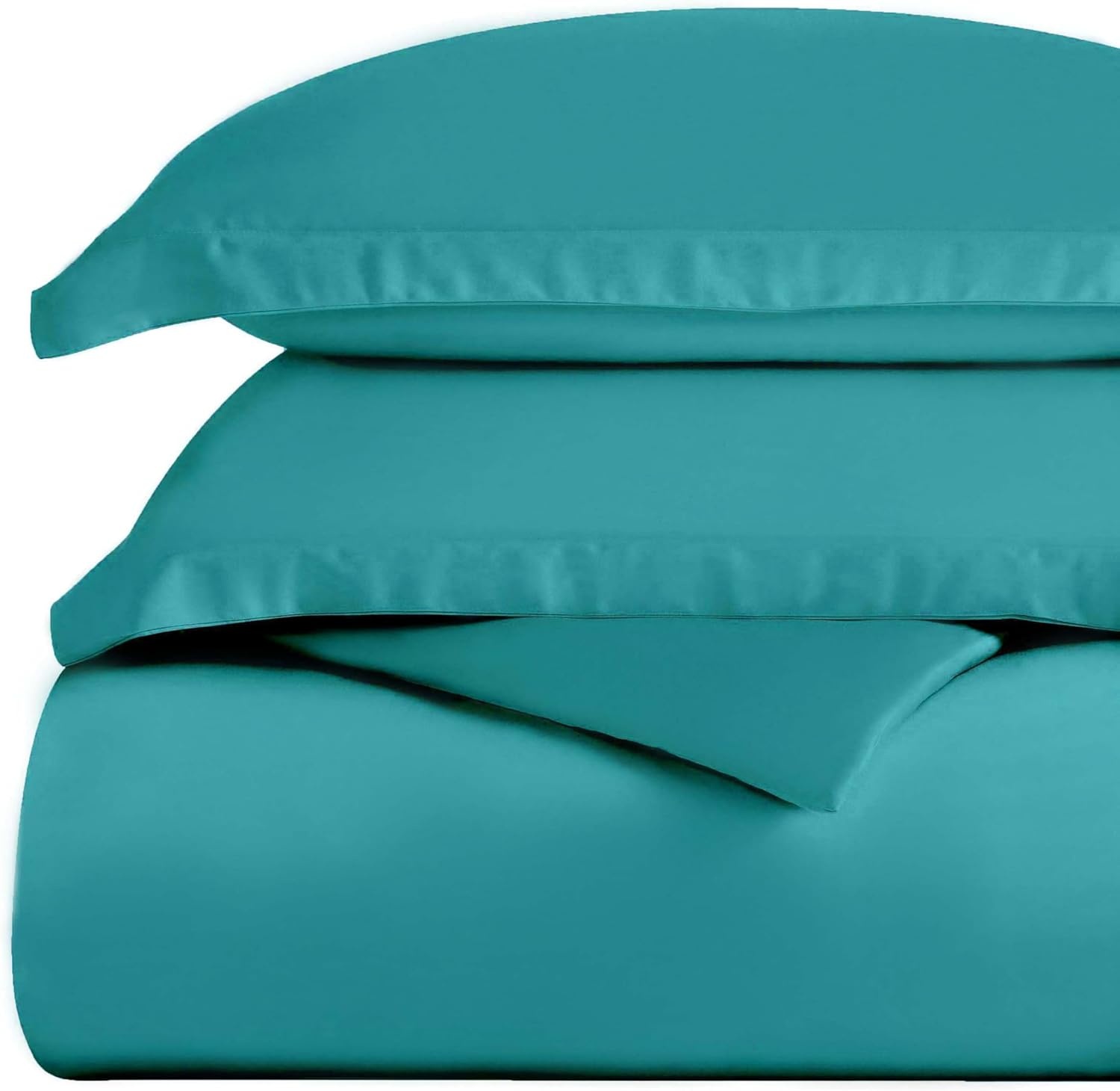 image:imageSuperior Egyptian Cotton 400 Thread Count Duvet Cover Set Soft Comforter Covers Luxury Bedding Essentials Button Closure Includes 1 Duvet Cover 2 Pillow Shams FullQueen WhiteTeal Z