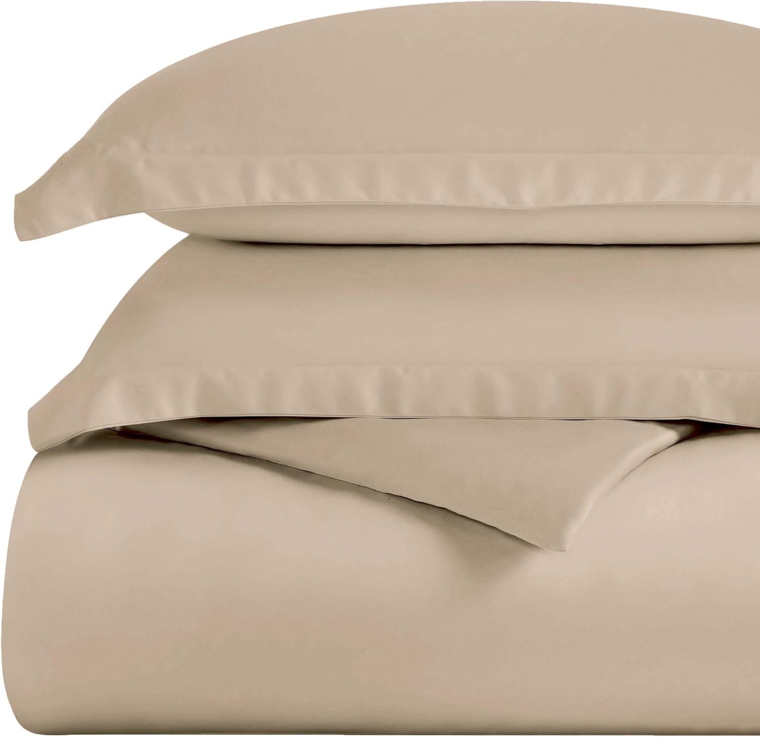 image:imageSuperior Egyptian Cotton 400 Thread Count Duvet Cover Set Soft Comforter Covers Luxury Bedding Essentials Button Closure Includes 1 Duvet Cover 2 Pillow Shams FullQueen WhiteTan Z