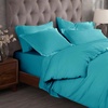 Superior Egyptian Cotton 400 Thread Count Duvet Cover Set, Soft Comforter Covers, Luxury Bedding Essentials, Button Closure, Includes 1 Duvet Cover, 2 Pillow Shams, Full/Queen, White(Teal – Z)