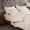 Superior Egyptian Cotton 400 Thread Count Duvet Cover Set, Soft Comforter Covers, Luxury Bedding Essentials, Button Closure, Includes 1 Duvet Cover, 2 Pillow Shams, Full/Queen, White(Ivory – Z)