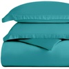 Superior Egyptian Cotton 400 Thread Count Duvet Cover Set, Soft Comforter Covers, Luxury Bedding Essentials, Button Closure, Includes 1 Duvet Cover, 2 Pillow Shams, Full/Queen, White(Teal – Z)
