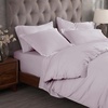 Superior Egyptian Cotton 400 Thread Count Duvet Cover Set, Soft Comforter Covers, Luxury Bedding Essentials, Button Closure, Includes 1 Duvet Cover, 2 Pillow Shams, Full/Queen, White(Lilac – Z)
