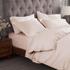 Superior Egyptian Cotton 400 Thread Count Duvet Cover Set, Soft Comforter Covers, Luxury Bedding Essentials, Button Closure, Includes 1 Duvet Cover, 2 Pillow Shams, Full/Queen, White(Pink – Z)