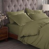 Superior Egyptian Cotton 400 Thread Count Duvet Cover Set, Soft Comforter Covers, Luxury Bedding Essentials, Button Closure, Includes 1 Duvet Cover, 2 Pillow Shams, Full/Queen, White(Sage – Z)