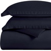 Superior Egyptian Cotton 400 Thread Count Duvet Cover Set, Soft Comforter Covers, Luxury Bedding Essentials, Button Closure, Includes 1 Duvet Cover, 2 Pillow Shams, Full/Queen, White(Navy Blue – Z)