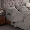 Superior Egyptian Cotton 400 Thread Count Duvet Cover Set, Soft Comforter Covers, Luxury Bedding Essentials, Button Closure, Includes 1 Duvet Cover, 2 Pillow Shams, Full/Queen, White(Grey – Z)