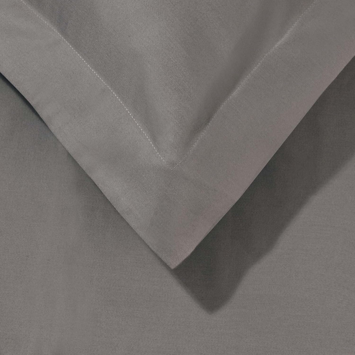 image:imageSUPERIOR 700 Thread Count Egyptian Cotton Duvet Cover Bed Set Luxury UltraSoft Modern Solid 3 Piece Bedding Set Included One Duvet Cover and Two Pillowshams White QueenGrey Z