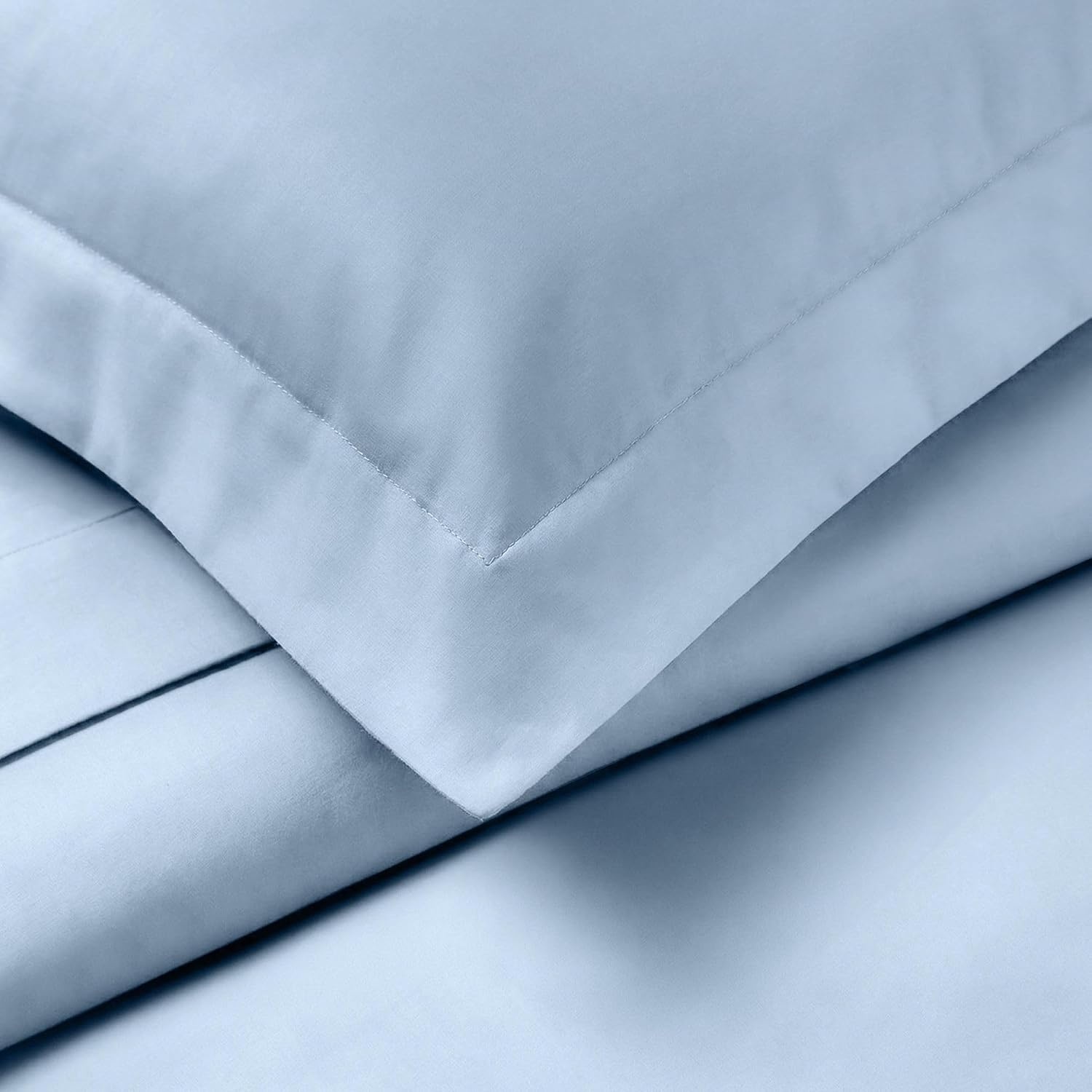 image:imageSUPERIOR 700 Thread Count Egyptian Cotton Duvet Cover Bed Set Luxury UltraSoft Modern Solid 3 Piece Bedding Set Included One Duvet Cover and Two Pillowshams White QueenLight Blue