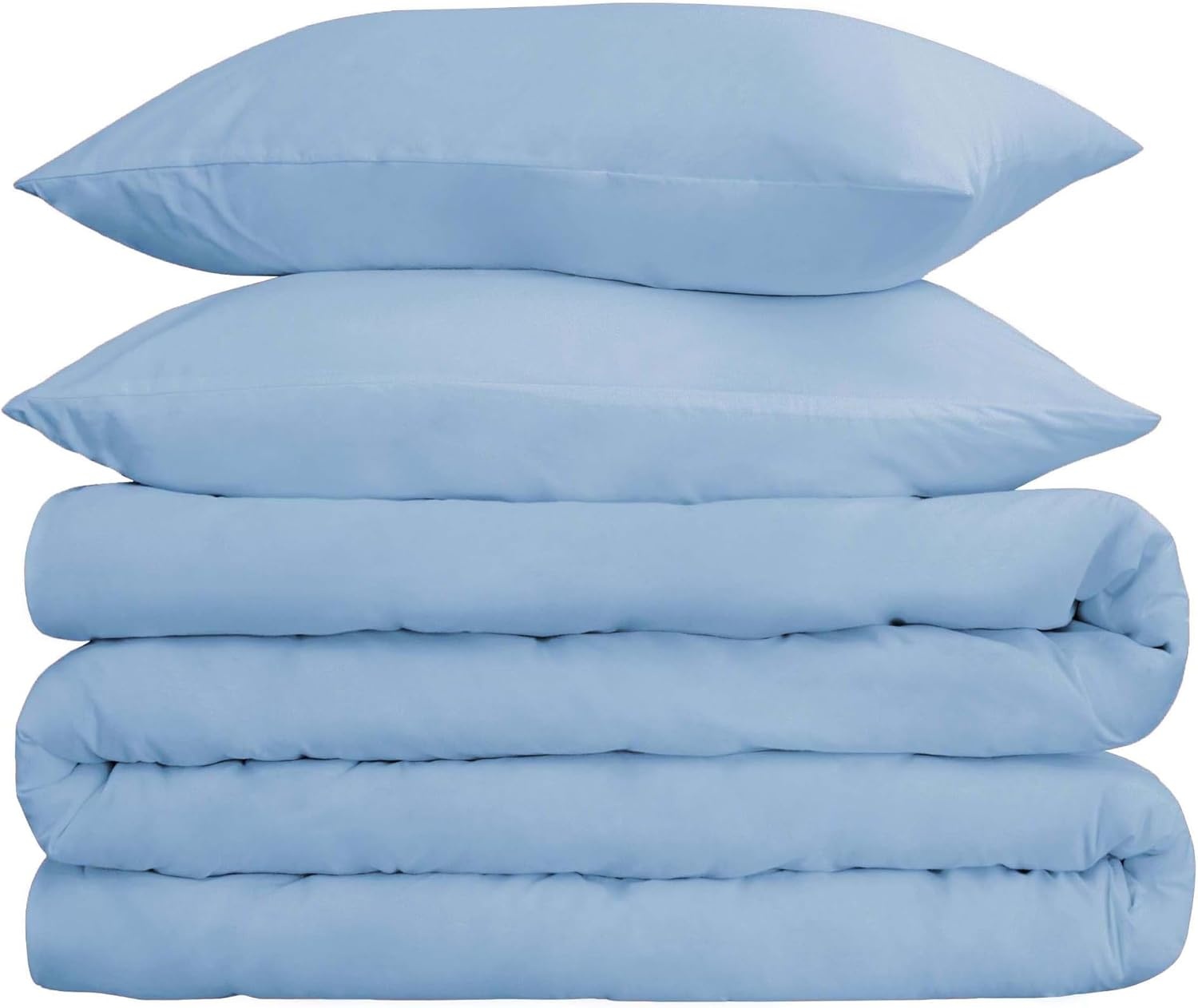 image:imageSUPERIOR 700 Thread Count Egyptian Cotton Duvet Cover Bed Set Luxury UltraSoft Modern Solid 3 Piece Bedding Set Included One Duvet Cover and Two Pillowshams White QueenLight Blue Z