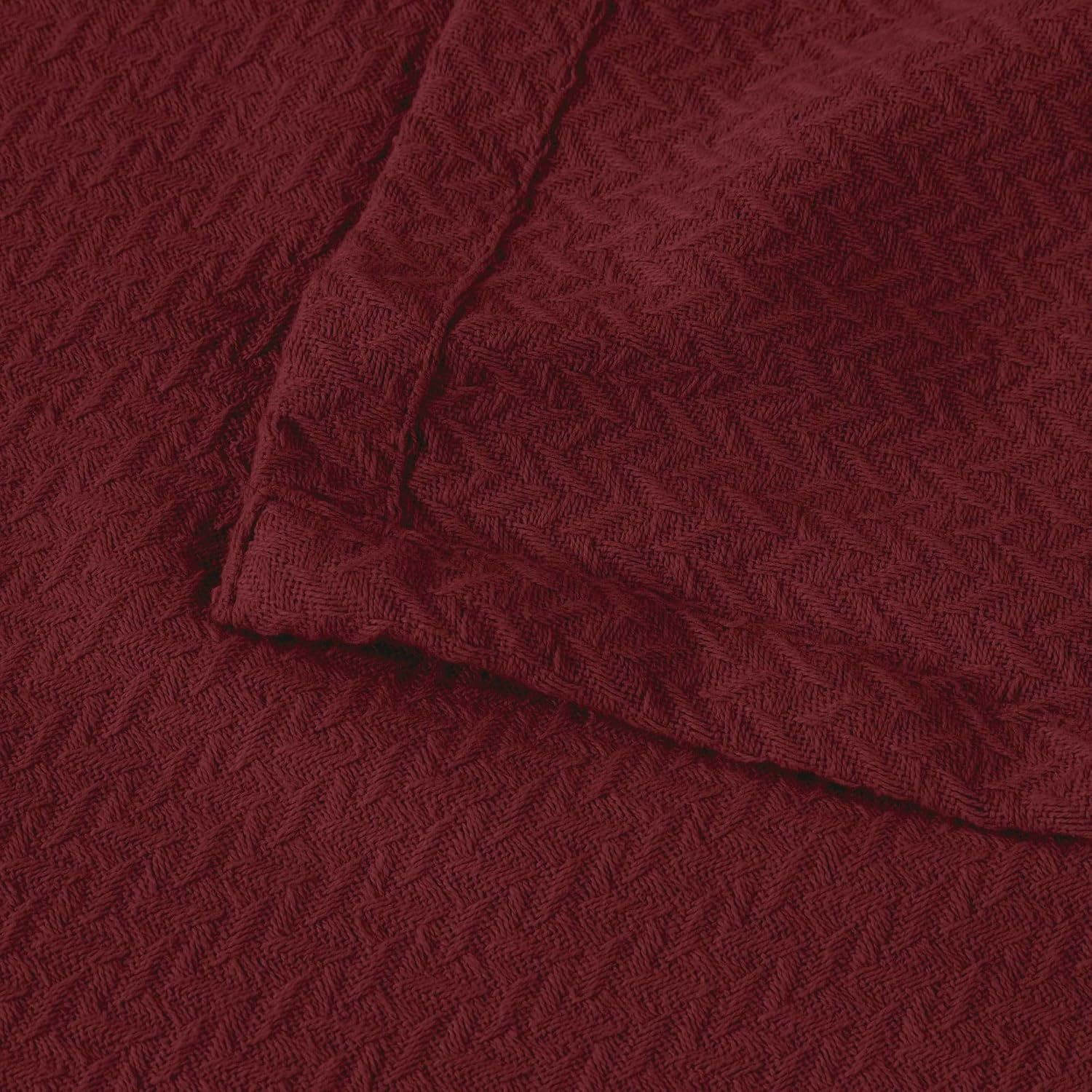 image:imageSUPERIOR Nobel Cotton Blanket for Picnic Beach Traveling or Camping Bedroom Essentials Cover for Bed Couch Lounging Textured Jacquard Classic Chevron Woven Blanket California King WhiteBurgundy
