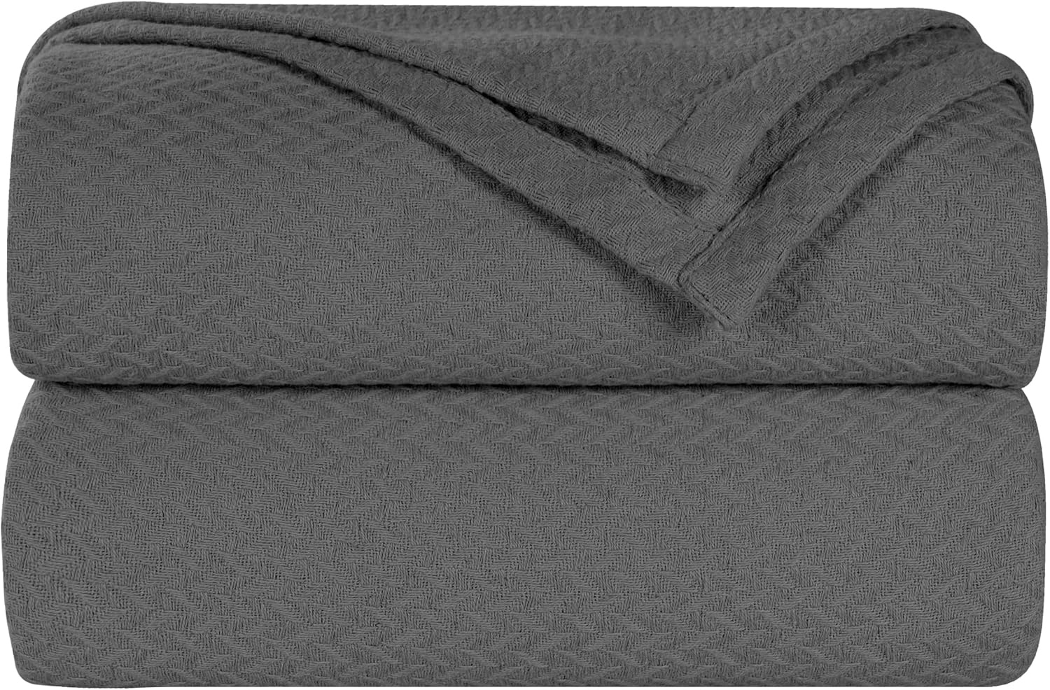 image:imageSUPERIOR Nobel Cotton Blanket for Picnic Beach Traveling or Camping Bedroom Essentials Cover for Bed Couch Lounging Textured Jacquard Classic Chevron Woven Blanket California King WhiteCharcoal