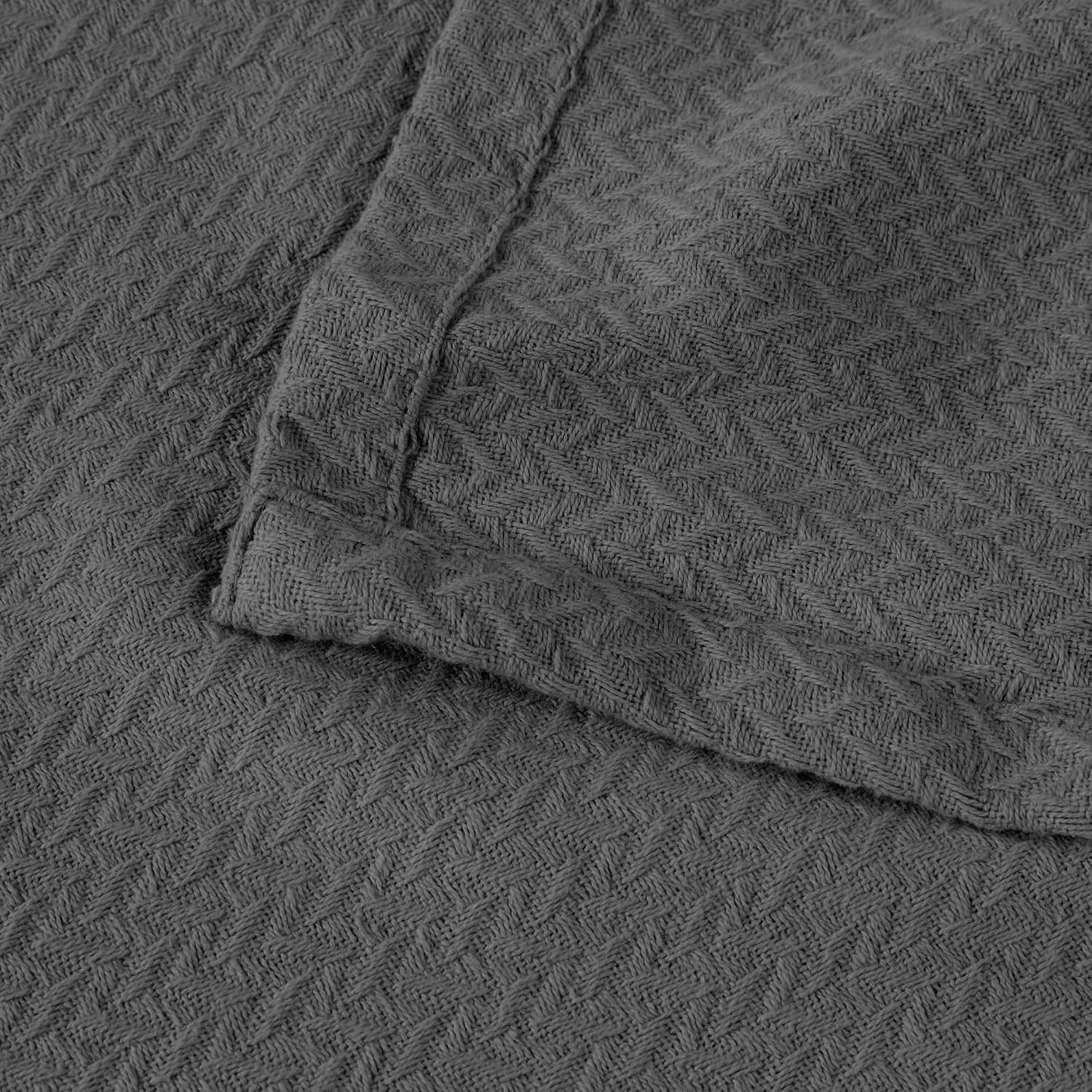 image:imageSUPERIOR Nobel Cotton Blanket for Picnic Beach Traveling or Camping Bedroom Essentials Cover for Bed Couch Lounging Textured Jacquard Classic Chevron Woven Blanket California King WhiteCharcoal