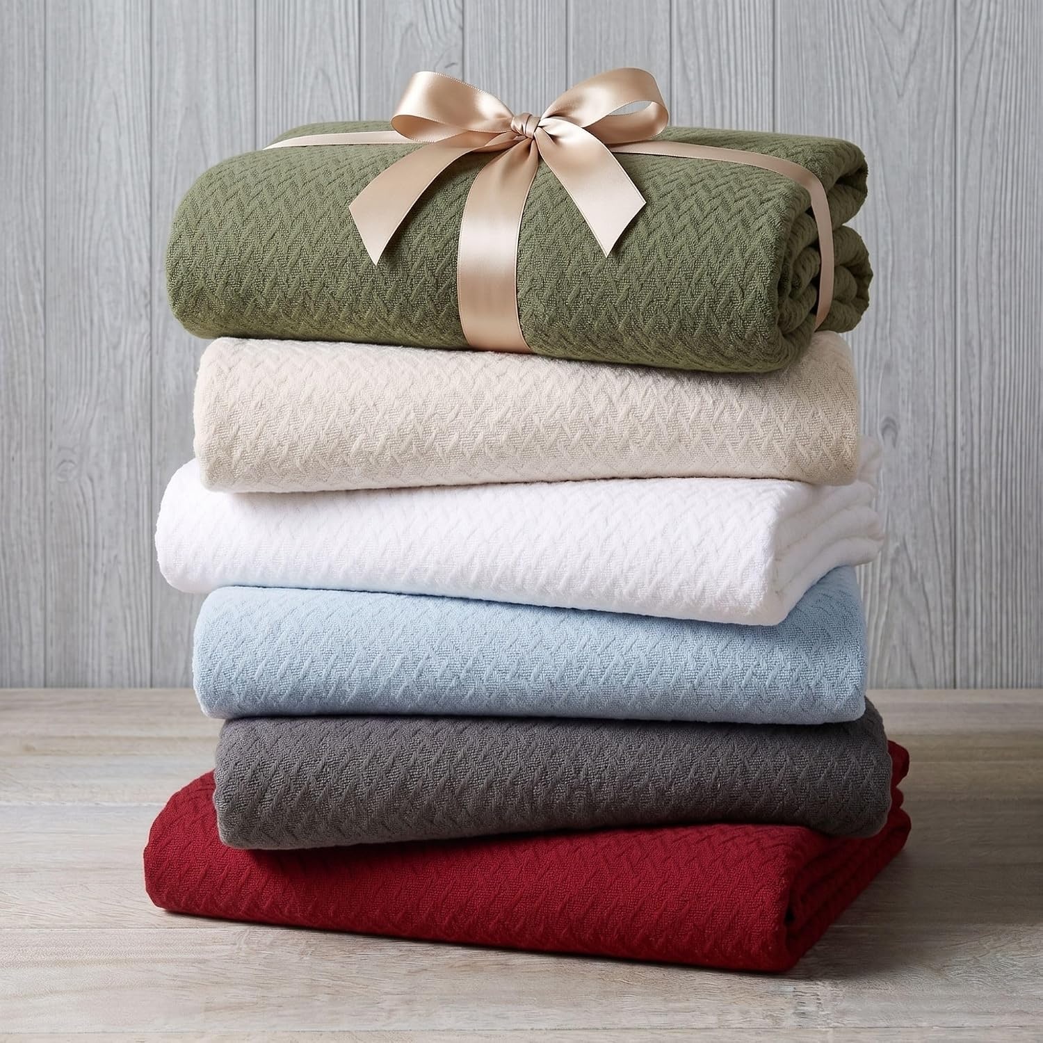 image:imageSUPERIOR Nobel Cotton Blanket for Picnic Beach Traveling or Camping Bedroom Essentials Cover for Bed Couch Lounging Textured Jacquard Classic Chevron Woven Blanket California King WhiteBurgundy