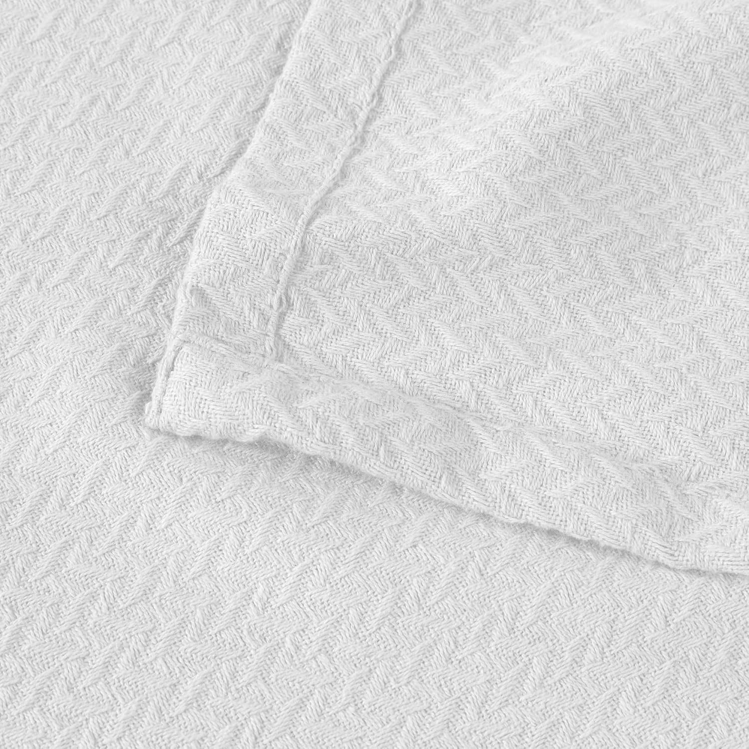 image:imageSUPERIOR Nobel Cotton Blanket for Picnic Beach Traveling or Camping Bedroom Essentials Cover for Bed Couch Lounging Textured Jacquard Classic Chevron Woven Blanket California King WhiteWhite