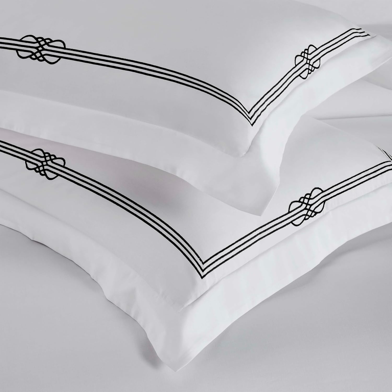 image:imageSuperior Embroidered Cotton Duvet Cover Set Soft Bedding Covers Bedroom 1 Duvet Cover with Button Closure 2 Pillow Shams Elegant Design Moonlawn Collection KingCalifornia King WhiteSilverWhiteblack