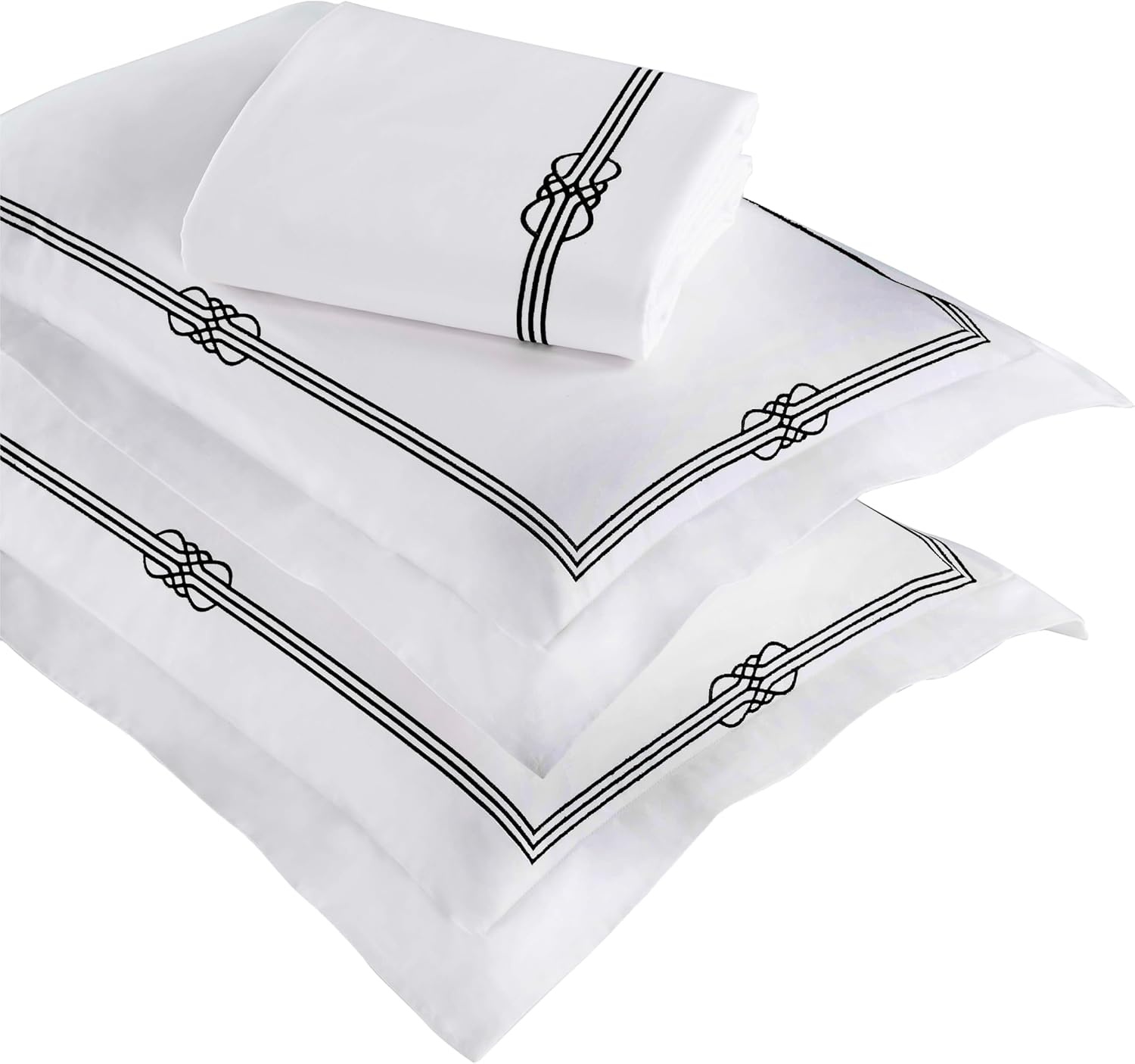 image:imageSuperior Embroidered Cotton Duvet Cover Set Soft Bedding Covers Bedroom 1 Duvet Cover with Button Closure 2 Pillow Shams Elegant Design Moonlawn Collection KingCalifornia King WhiteSilverWhiteblack