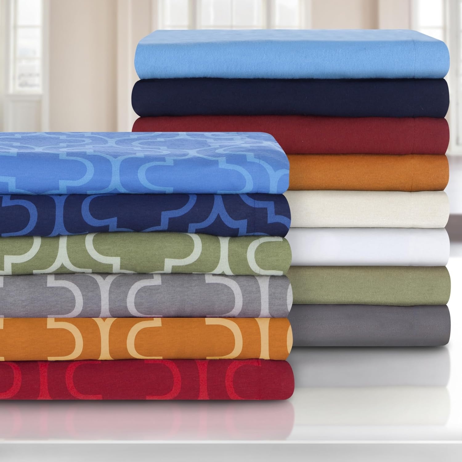 image:imageSuperior Flannel Cotton Duvet Cover Set Warm Fuzzy Comforter Cover Bed Essentials Secure Button Closure Includes 1 Duvet Cover 1 Pillow Sham Trellis Collection Twin Navy Blue