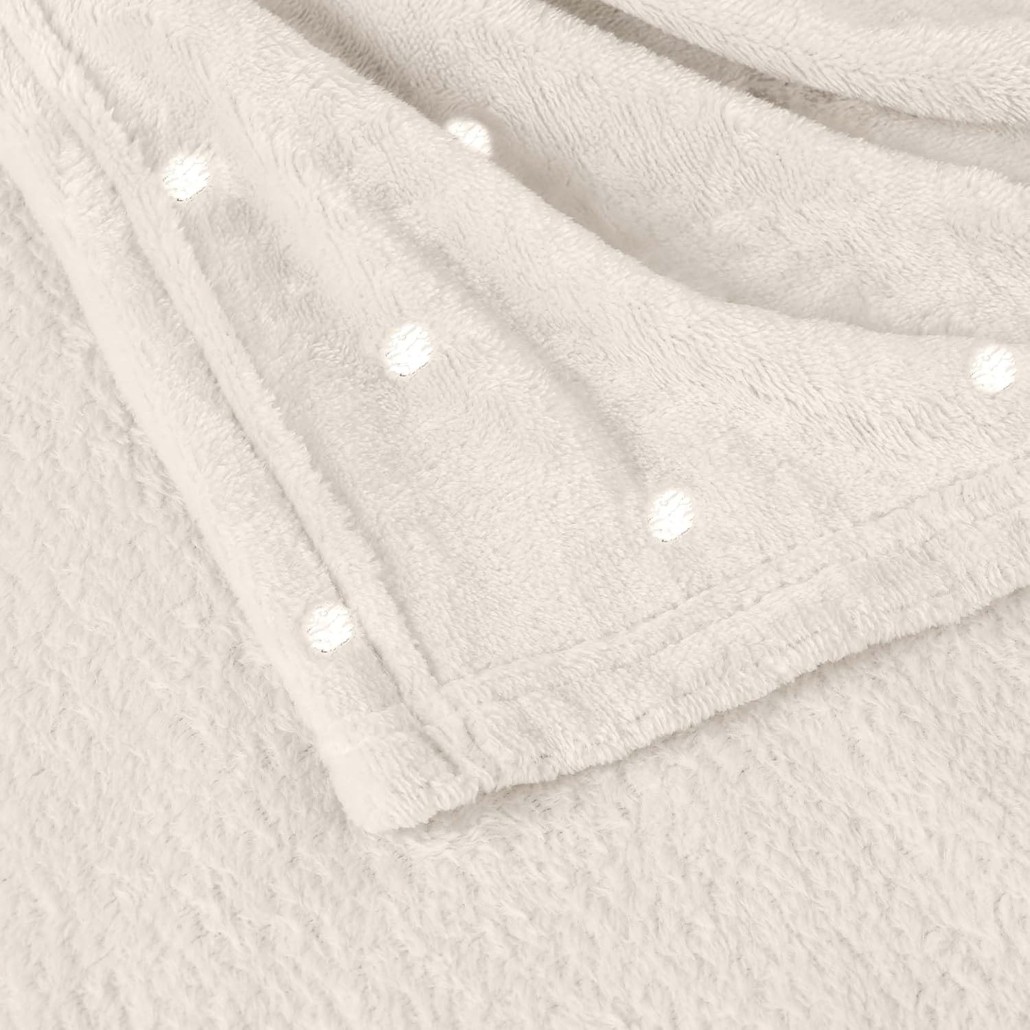 image:imageSuperior Fleece Blanket Plush Fluffy Soft Decorative Blankets for Bedroom Sofa Fuzzy Bedding Cute Woven Room Decor Beautiful Cover Comfort Essentials Polka Dot Throw Winter BlueIvory