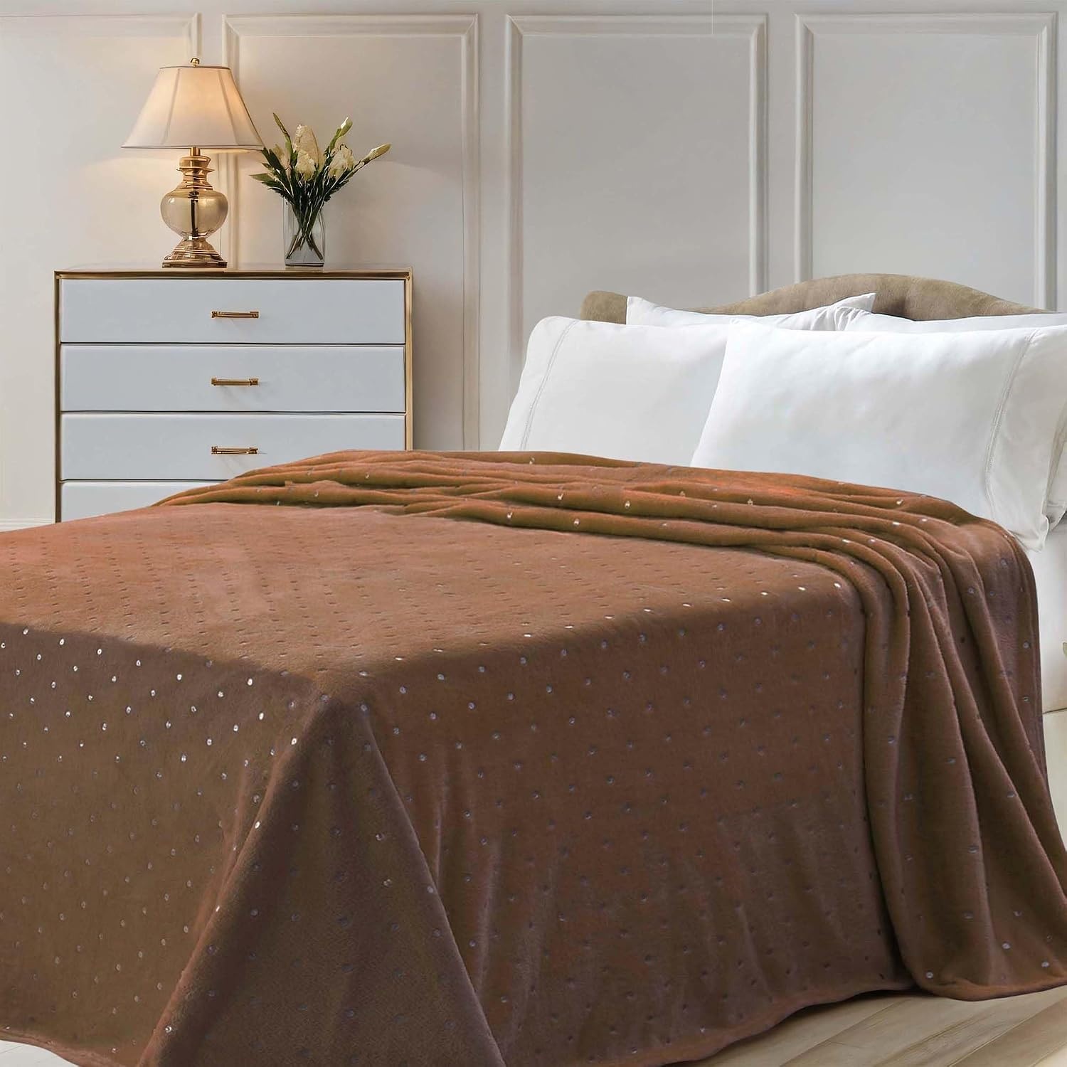 image:imageSuperior Fleece Blanket Plush Fluffy Soft Decorative Blankets for Bedroom Sofa Fuzzy Bedding Cute Woven Room Decor Beautiful Cover Comfort Essentials Polka Dot Throw Winter BlueSepia